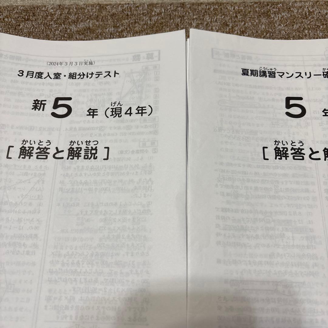 2024年実施サピックス5年3月度入室組分けマンスリー確認テスト全14回