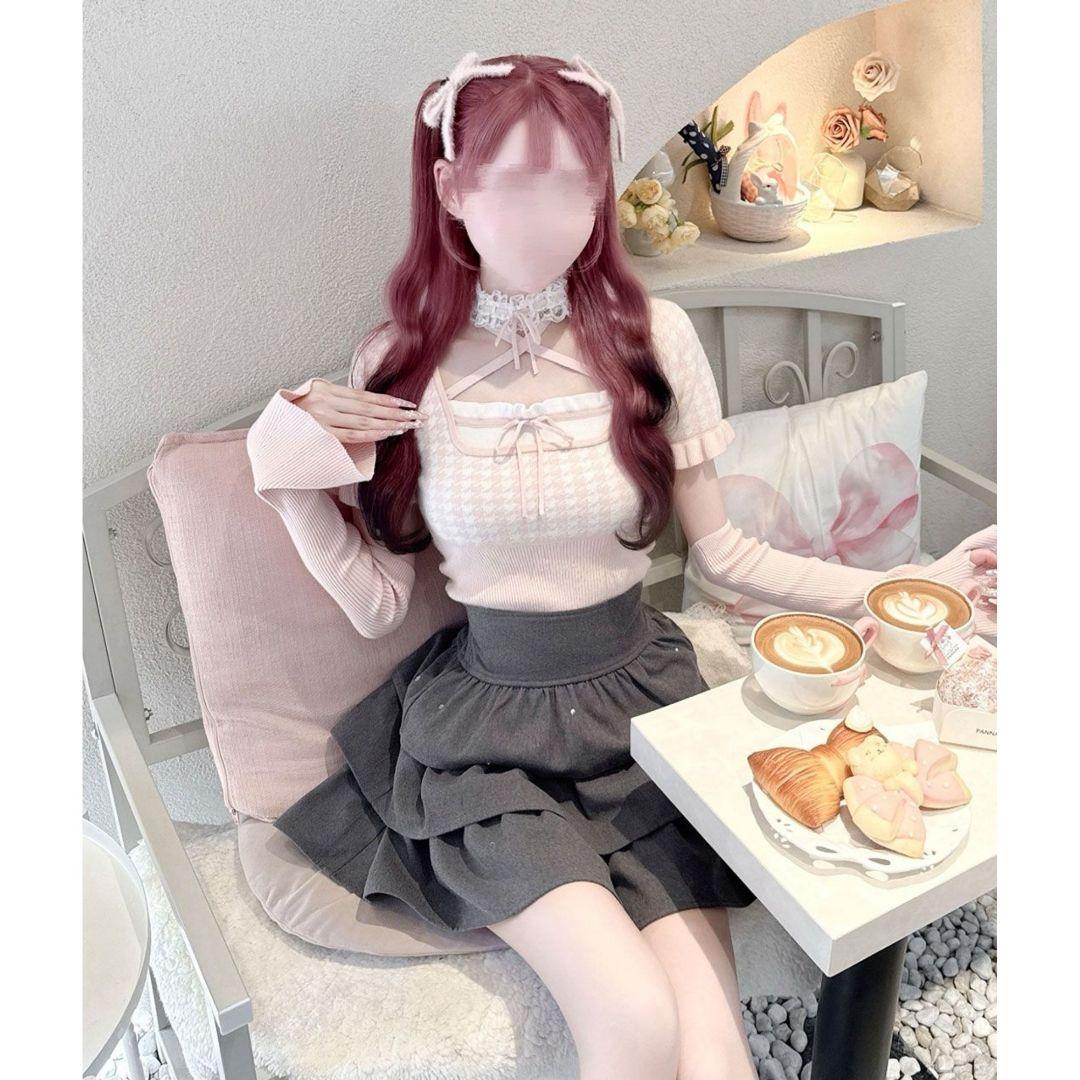 HONEY MEW レースチョーカー付き千鳥柄トップス ハニーミュウ - メルカリ