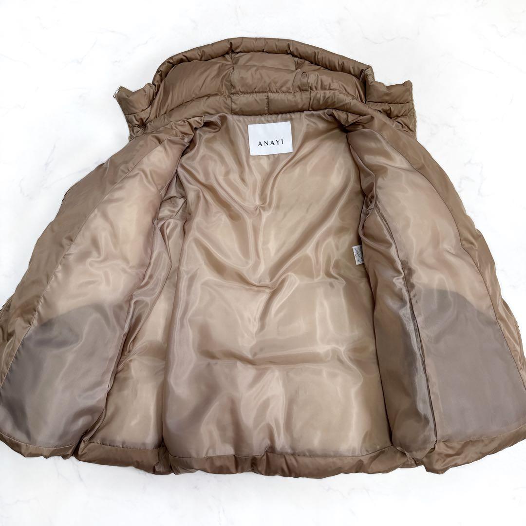 アナイ ANAYI マットサテンAラインダウンコート 36 キャメル - メルカリ
