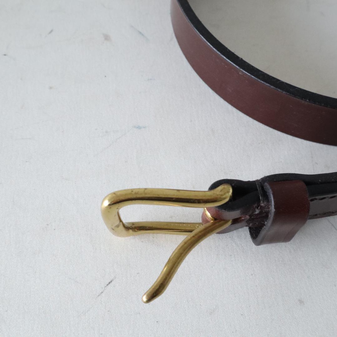 美品ジャベツクリフ スティラップレザー ベルト 濃茶×金 36 英国製