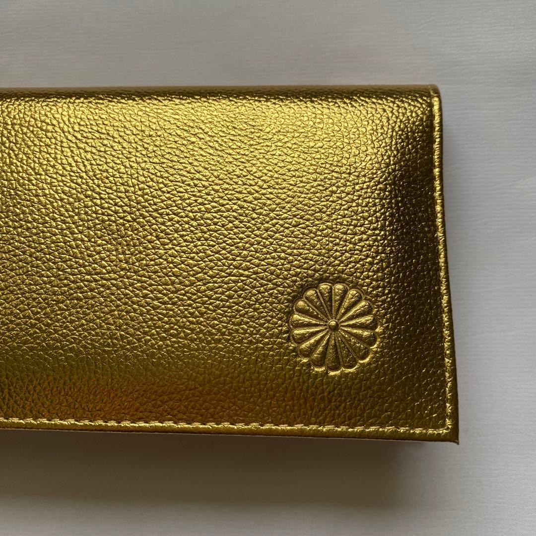 皇居 財布 長財布 ゴールド レザー 本革 皇居 限定 菊の御紋 日本 新品