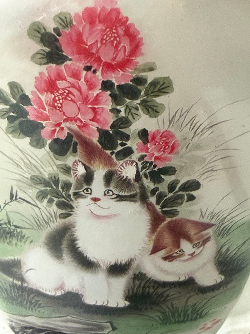 猫と花の絵柄 ガラス製鼻煙壺 - メルカリ