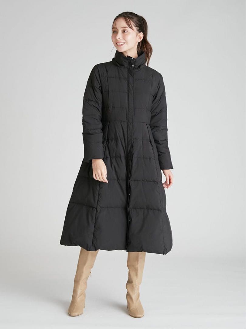 完売品 新品未使用 セルフォード フードリボンロングダウンコート BLK