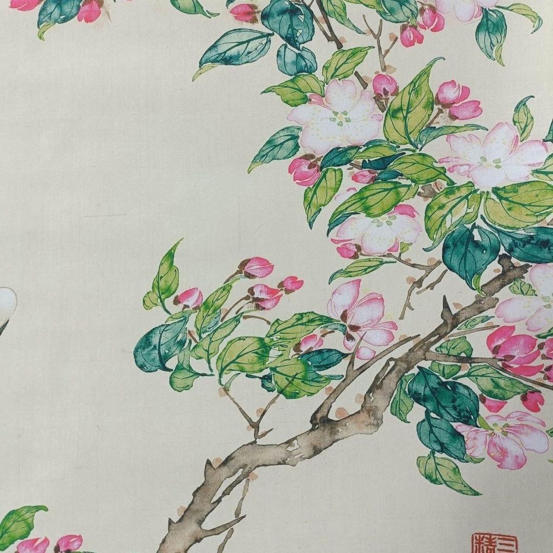 唐寅 花鳥図 三尺中堂 掛け軸　中国絵画　宣紙