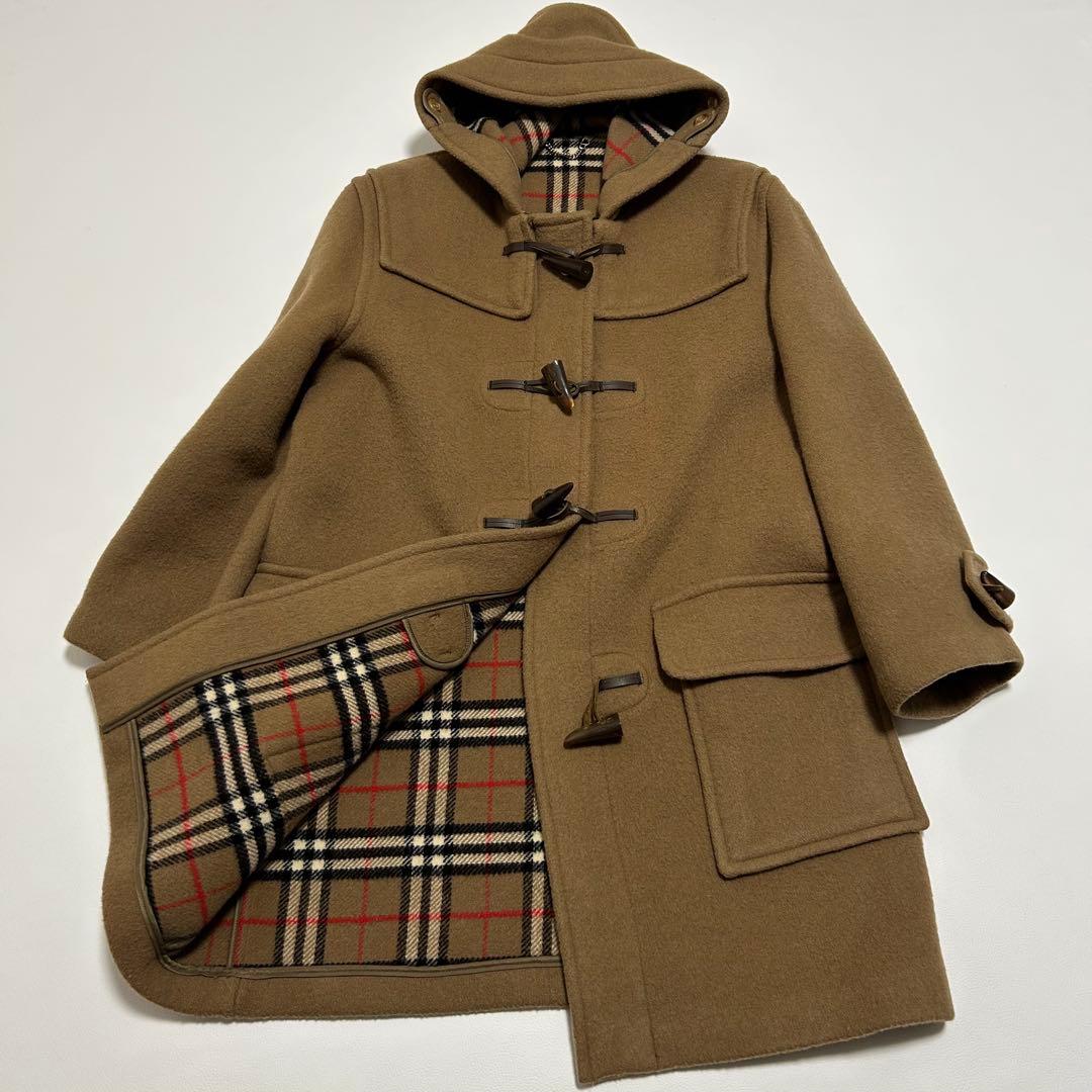 バーバリー 英国製 ダッフルコート フード ノバチェック レディース 美品 Burberry バーバリー ダッフルコート ツイード ノバチェック