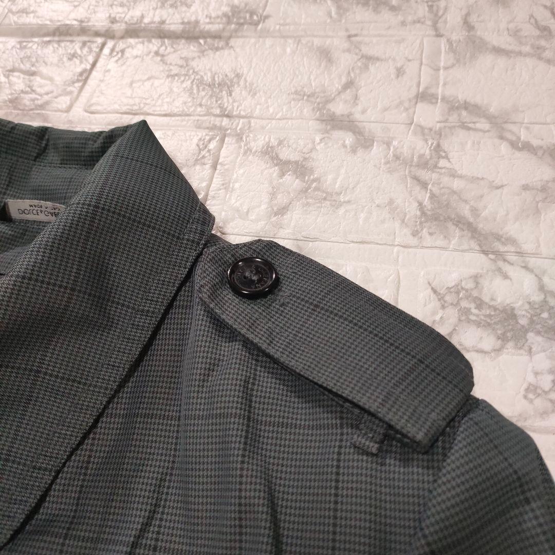 DOLCE&GABBANA 千鳥格子柄トレンチコート ベルテッド グレー 44