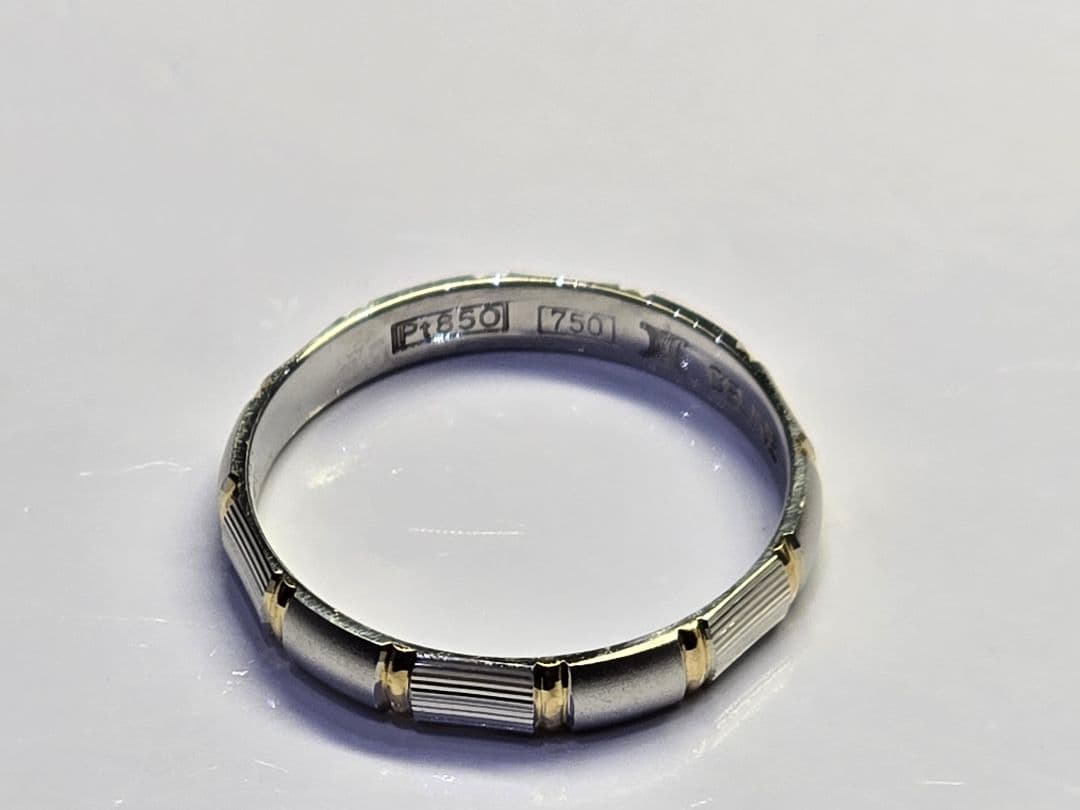 ゆかセリーヌ プラチナPt850/K18 3.5g 17号ストライプリング