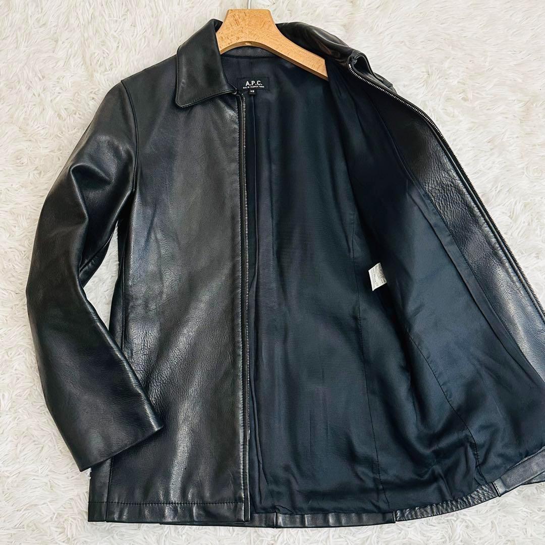 美品 A.P.C. 馬革 ホースレザージャケット シングルライダース