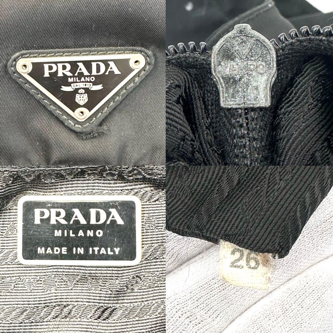 《良品》PRADA 三角ロゴ Wポケット ナイロン レザーリュック デイパック