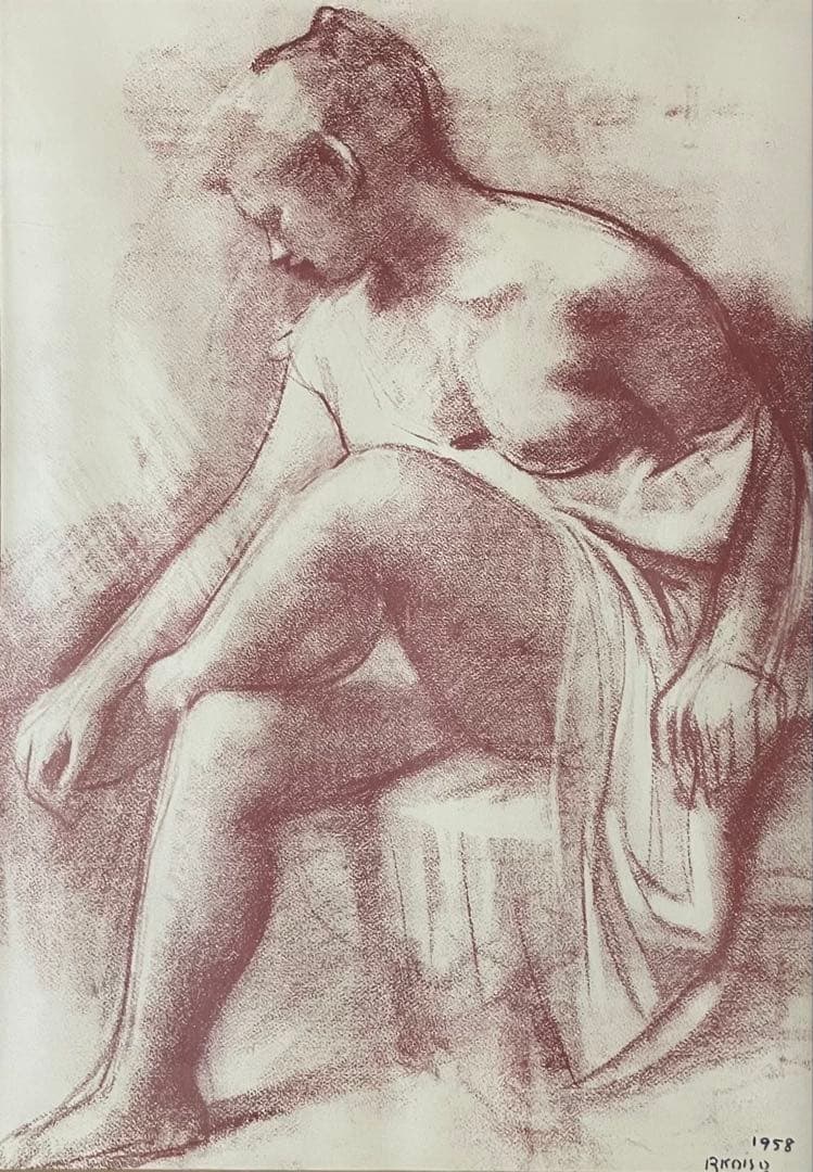 小磯良平　外国夫人　肉筆サインだと思います　8号