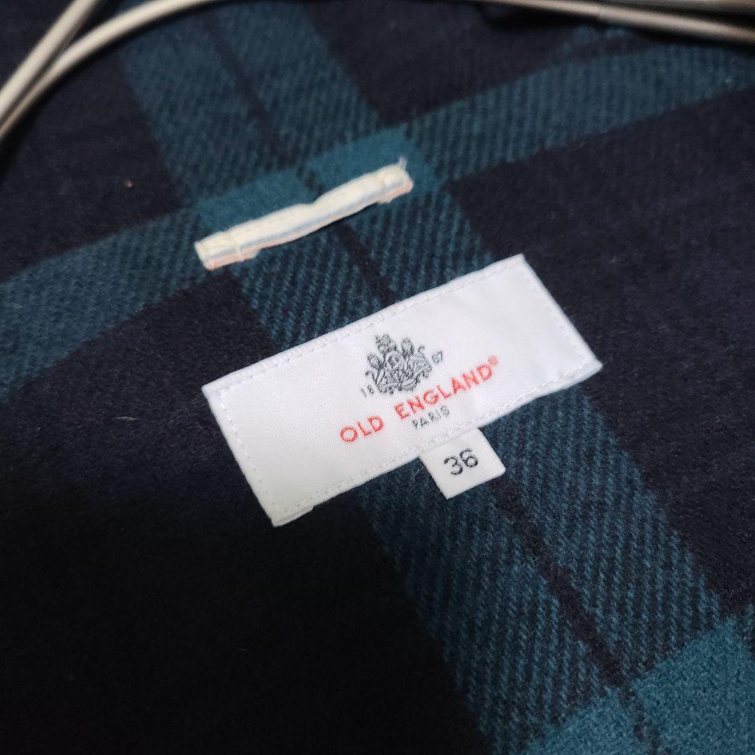 OLD ENGLAND カシミヤ ダッフル コート ロング チェック ネイビー
