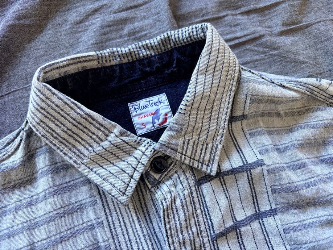 試着のみ】BLUE TRICK 刺子パッチ ワークシャツ 白 サイズ5 XL - メルカリ