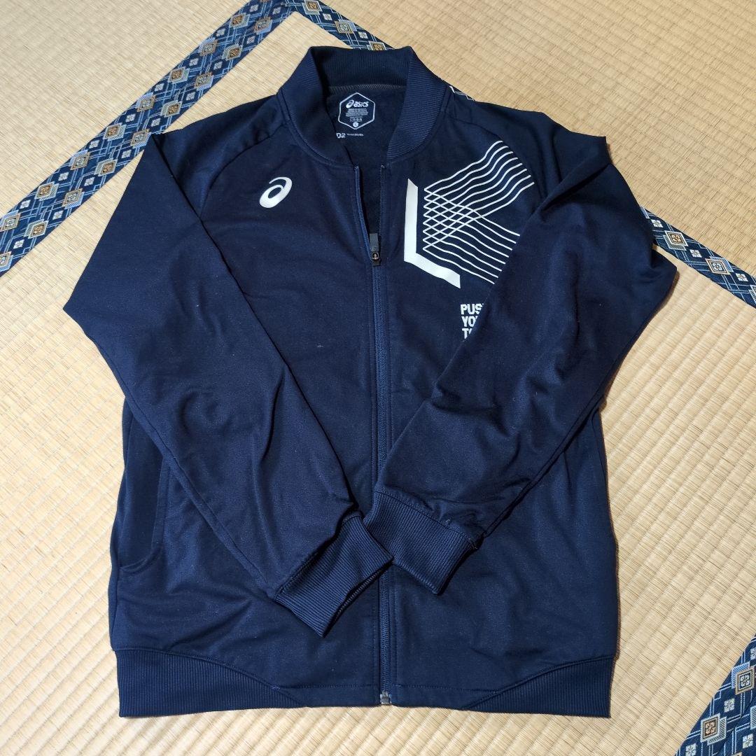 asics ジャージ上下セット ネイビー - メルカリ