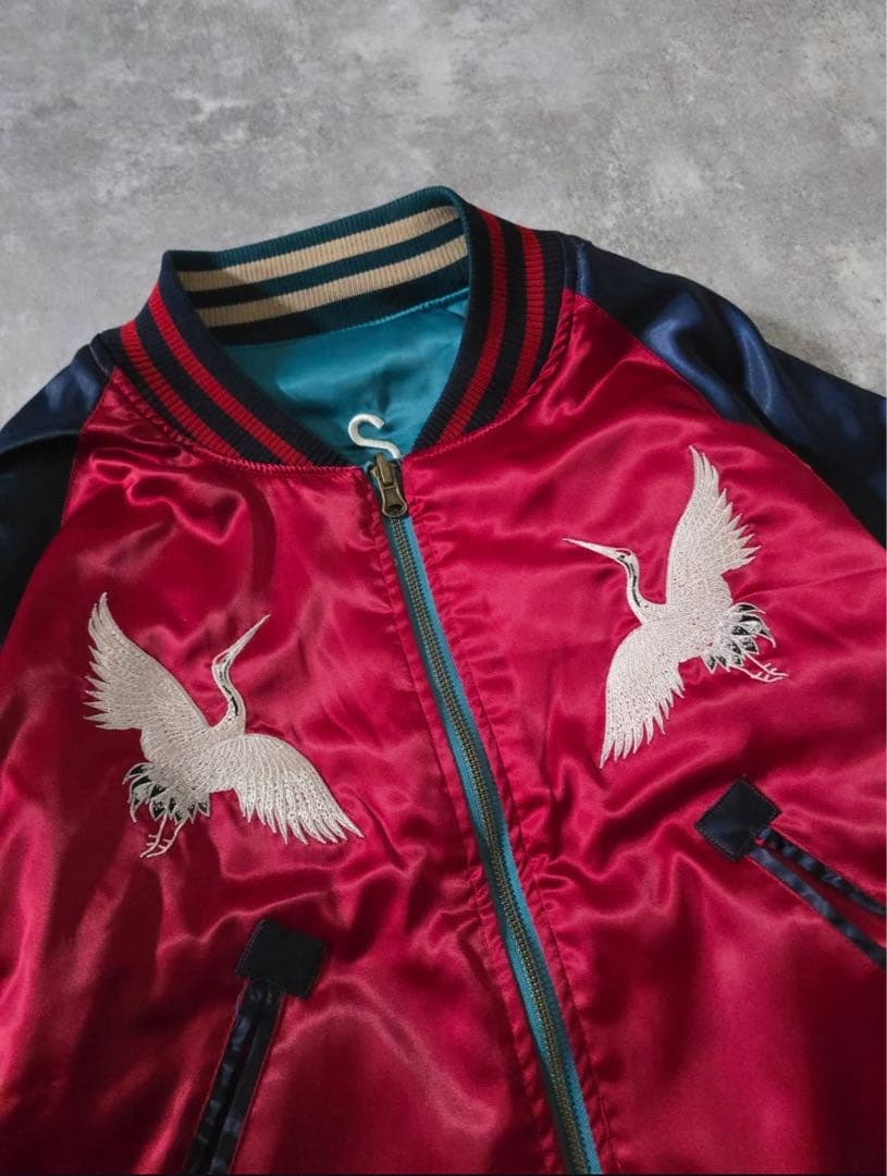 サ*ん様 U.S.NAVY SEABEES×鶴刺繍 リバーシブルスカジャン スー