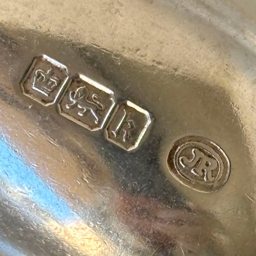 英国製 純銀 ティースプーンとシュガートング シャムロック クローバー