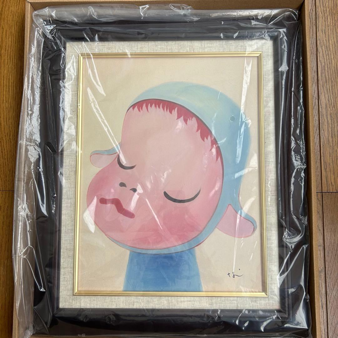 奈良美智 サルの女の子 F6号 模写／奈良美智／女の子／F6／アクリル／額装付き／裏サイン／油彩／箱