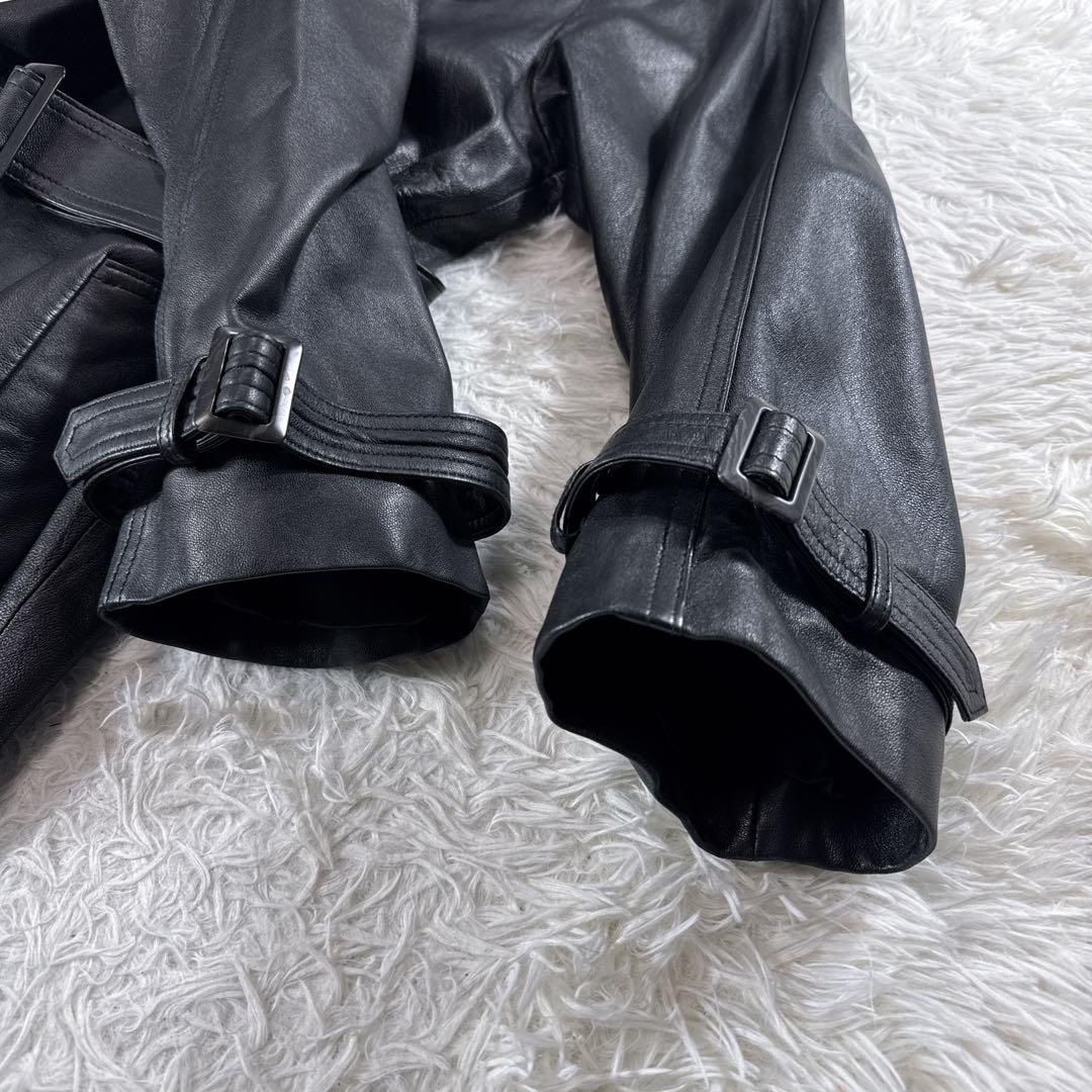 ヴィンテージ】イタリア製レザー 羊革 レザートレンチコート ベルト