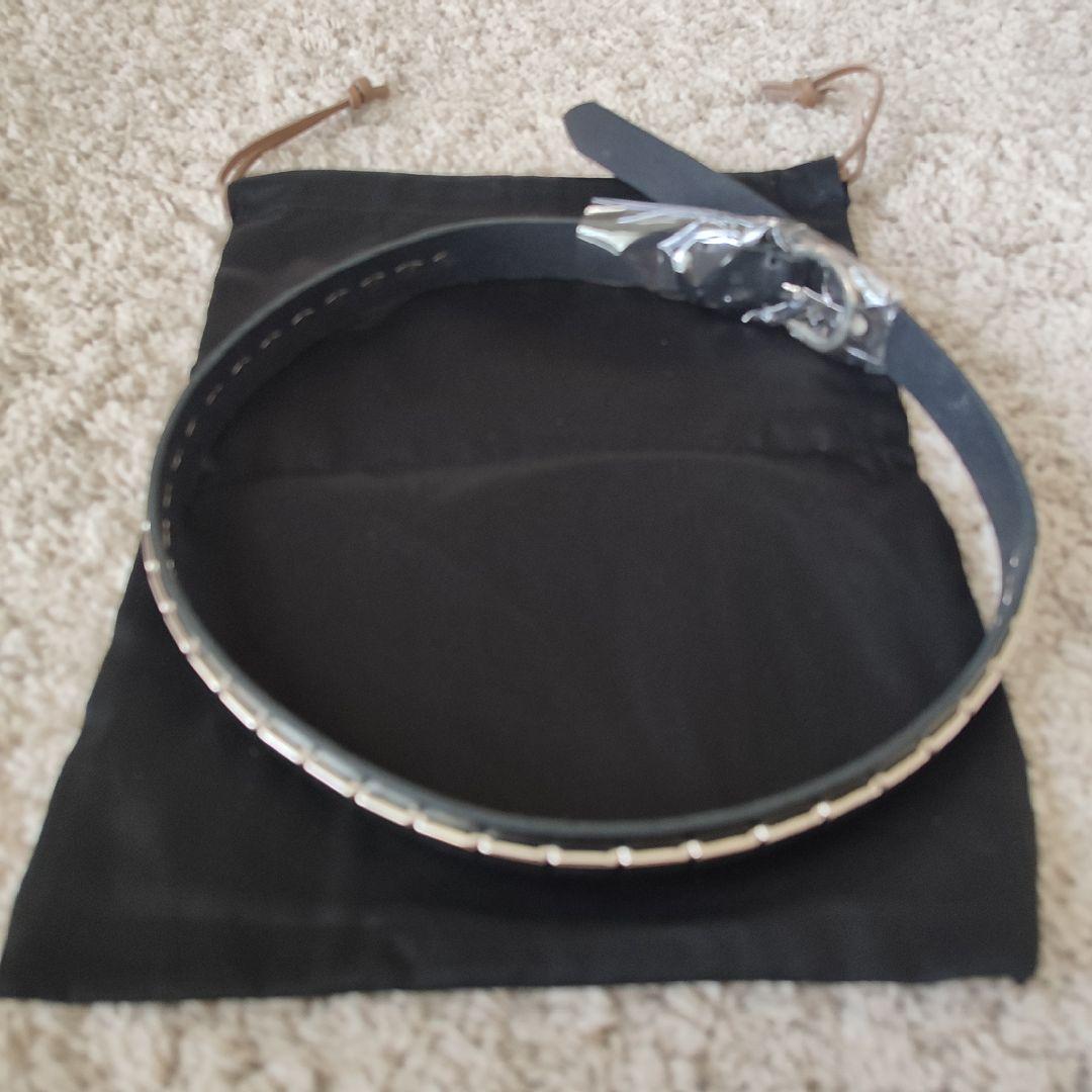 新品未使用]DECIレザースタッズベルト黒Sメタルパーツ付YUYA OFUJI