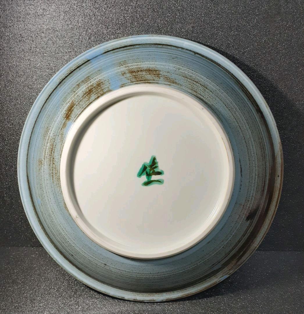 九谷焼　石川県九谷無形文化財保持者　松本佐一作　松鶴図　30.9cm 大皿　共箱