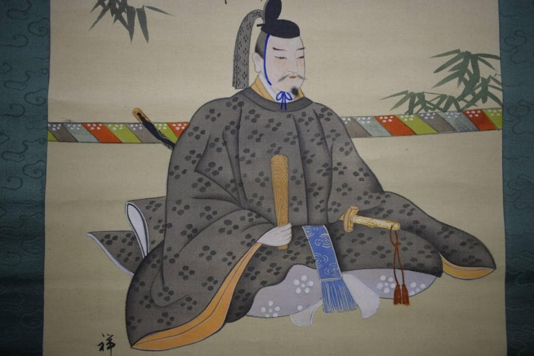 真作/祥堂/菅原道真公図/天神様/人物図/布袋屋掛軸HK-4