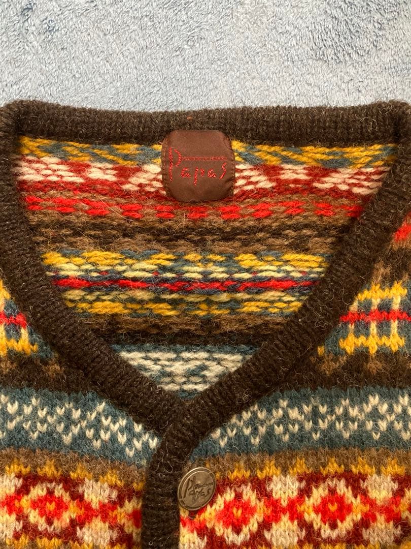 PAPAS /パパス チロリアンカーディガン スコットランド製ウール 【美品