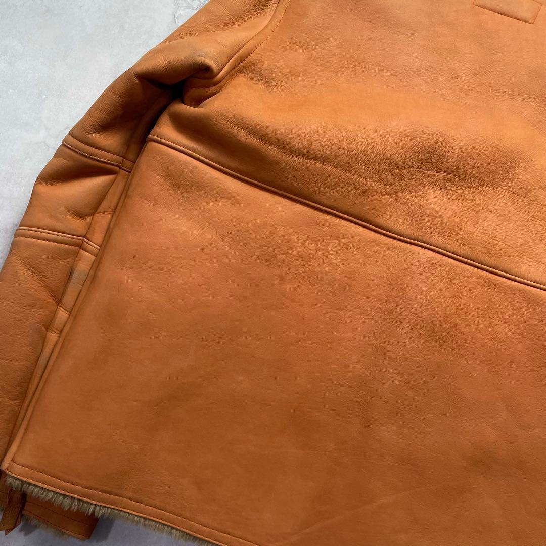 希少XL相当/上野商会 牛革 ムートンジャケット オレンジ 本革