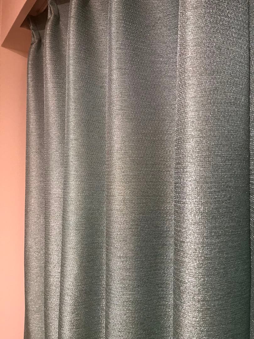 1級遮光カーテン -グリーン- 両開き 横326cm 丈188cm タッセル付き