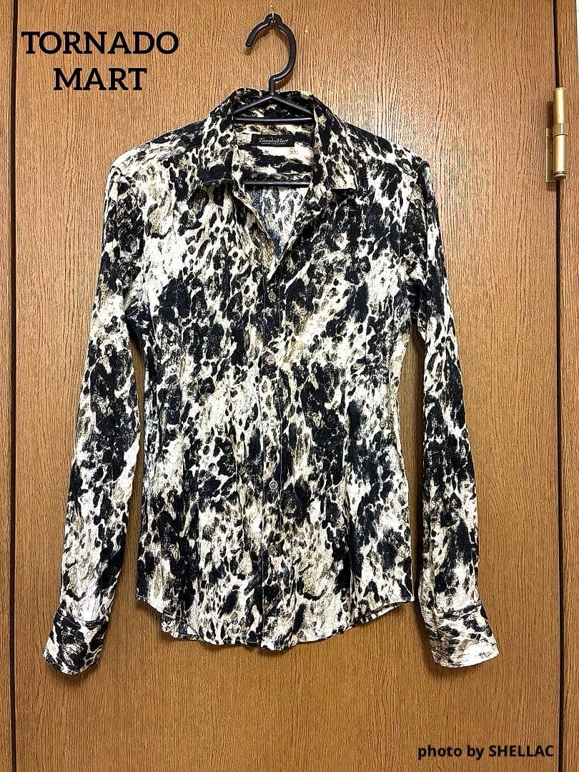 TORNADO MART プリーツ加工 クロコジャガード レオパードマルチシャツ