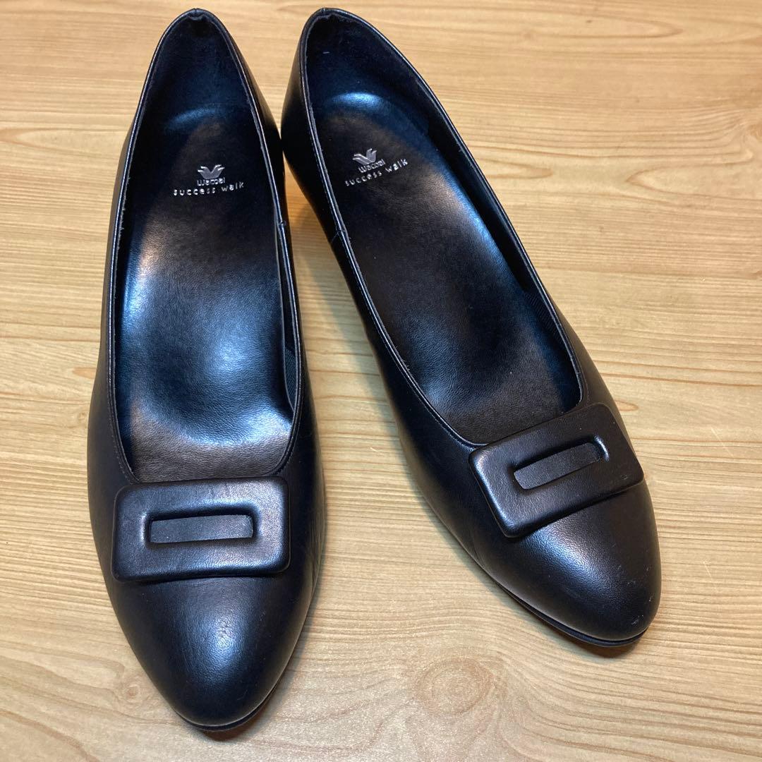 美品！Wacoal サクセスウォーク黒 バックル付き パンプス EE 24.5