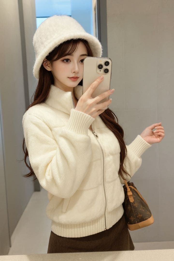 DHOLIC 2WAYニット スリーブ エコファー ダウン ジャンパー 韓国