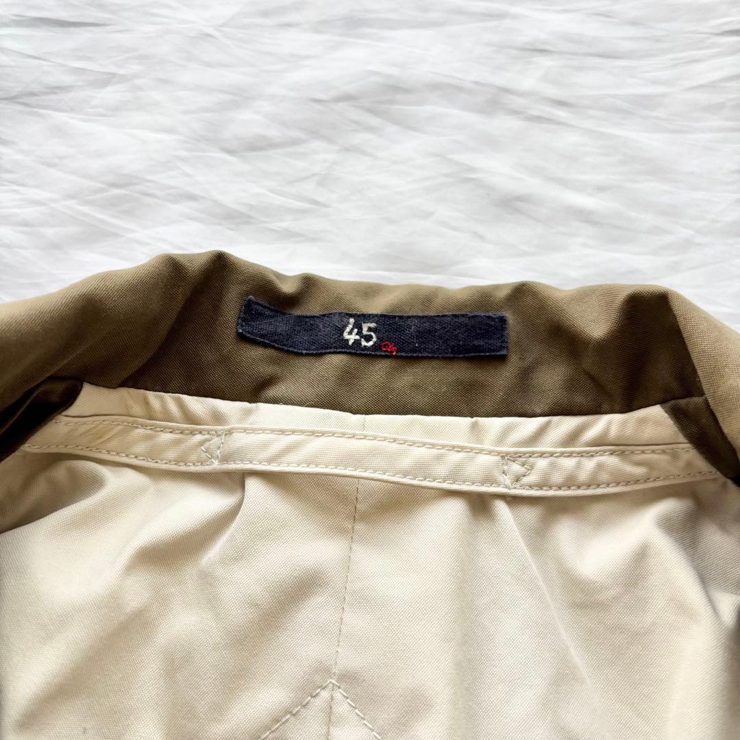 極美品】 45r 綿ナイロンオックスフォードハーフブルゾン 2way カーキ