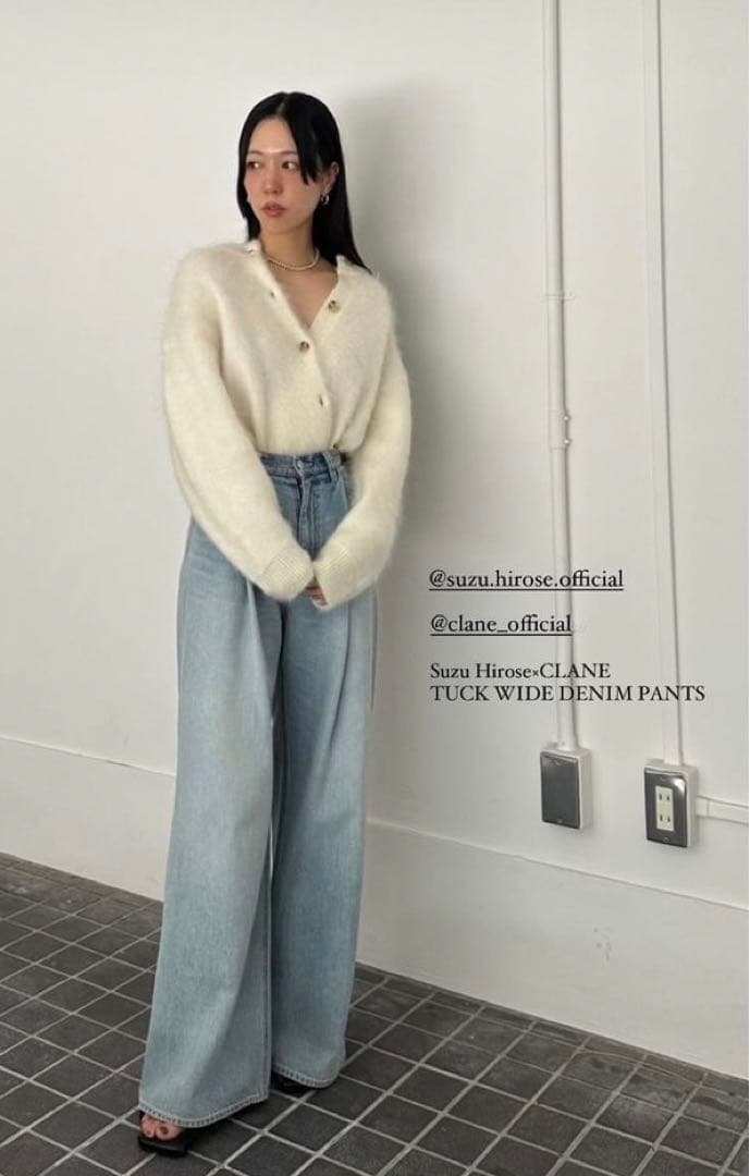 SuzuHirose×CLANE TUCK WIDE DENIM PANTS美品 - メルカリ