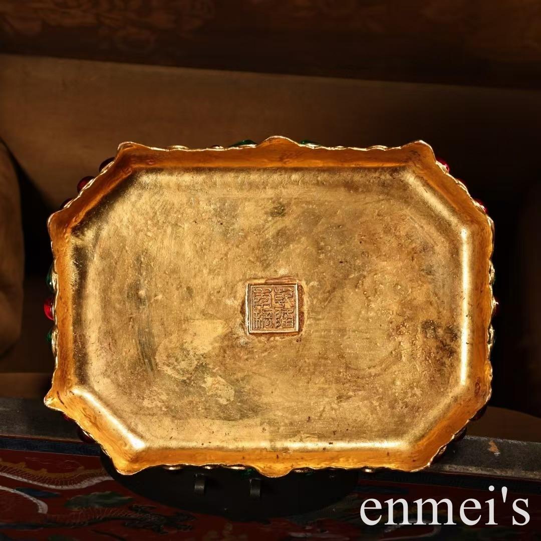 中国古美術・旧蔵鎏金の太平ぞう・純手作り・純銅製・高浮彫・置物・文