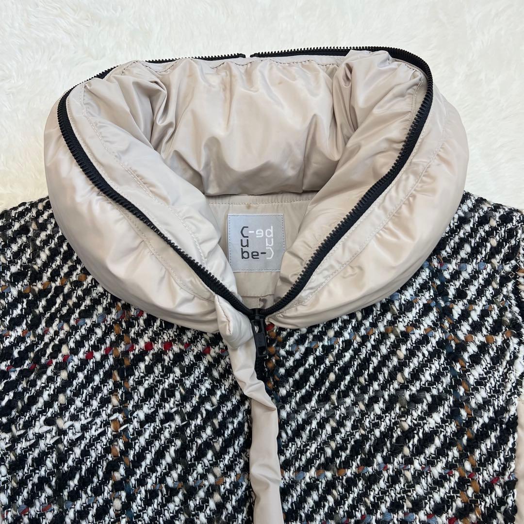 センソユニコ ダウンジャケット チェック柄 フェザー ツイード