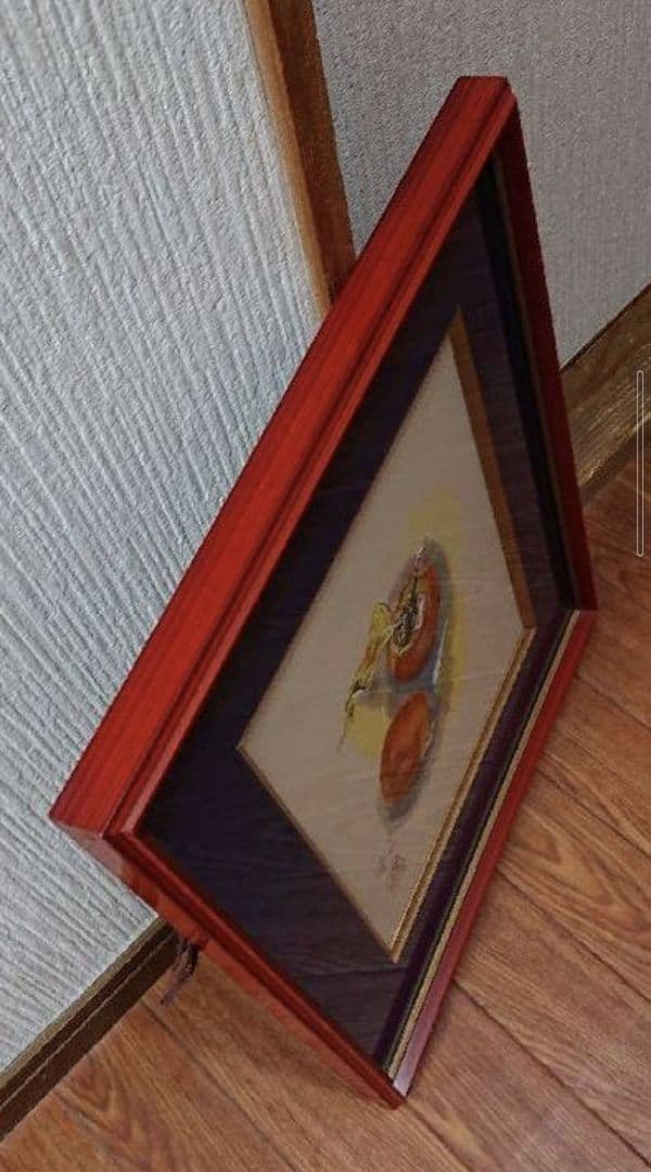 佐伯教通 「水島柿」直筆 色紙画 絵画 水彩画