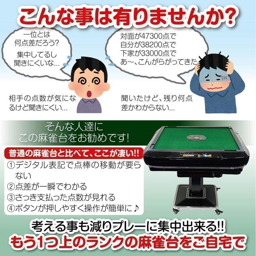 中古　麻雀台 家庭用 麻雀卓 折りたたみ デジタル28mm黒　2134