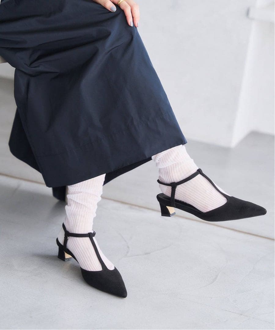 LE TALON ルタロン 4cmTストラップパンプス ブラック 22.5cm