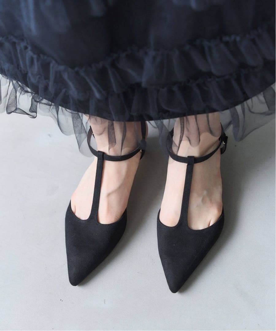 LE TALON ルタロン 4cmTストラップパンプス ブラック 22.5cm