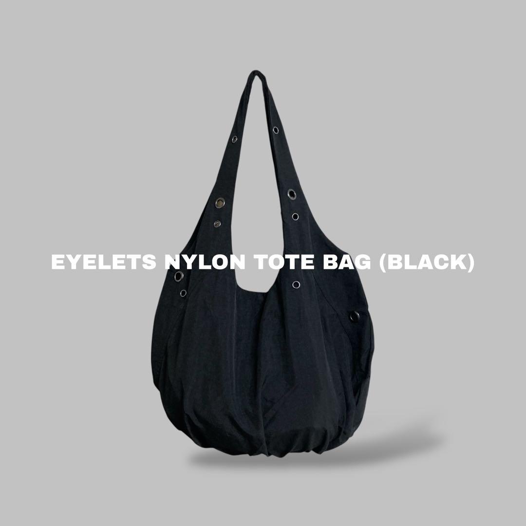 バッグ EYELETS NYLON TOTE BAG (BLACK) 3112B tool tote L / co22sstt010 / R Nylon*H cow leather – cornelian
