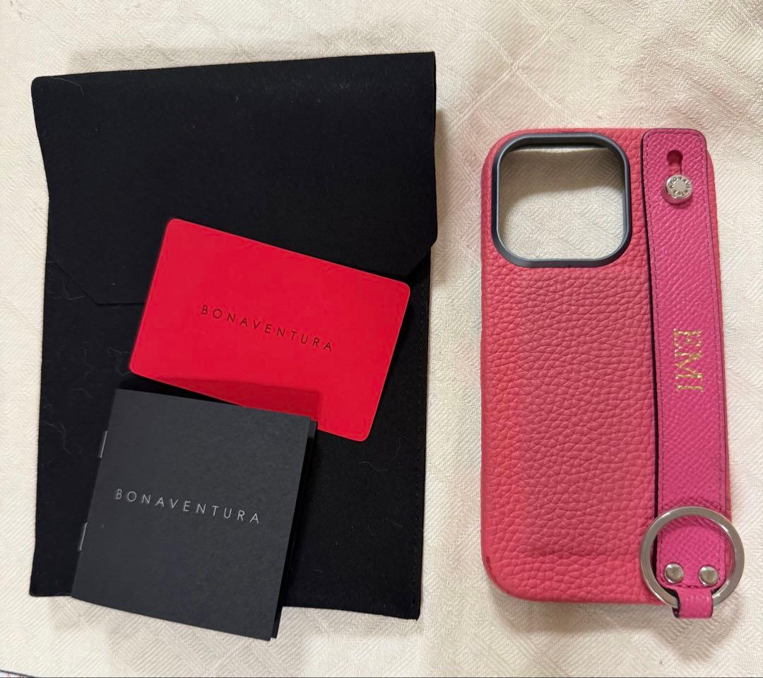 【 BONAVENTURA 】iPhone16Pro ♬ ハンドル付き ♬ iPhone 16 Pro) ハンドル付き バックカバーケース シュリンクレザー