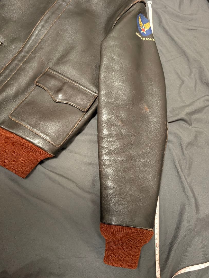 大幅値下☆希少M品番☆バズリクソンズ A-2 エアロレザー 赤リブ 馬革