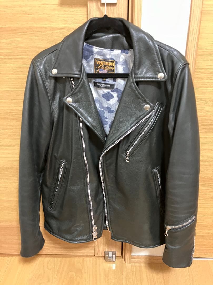 vanson レザー ダブルライダースジャケット 38(ナノユニバース別注