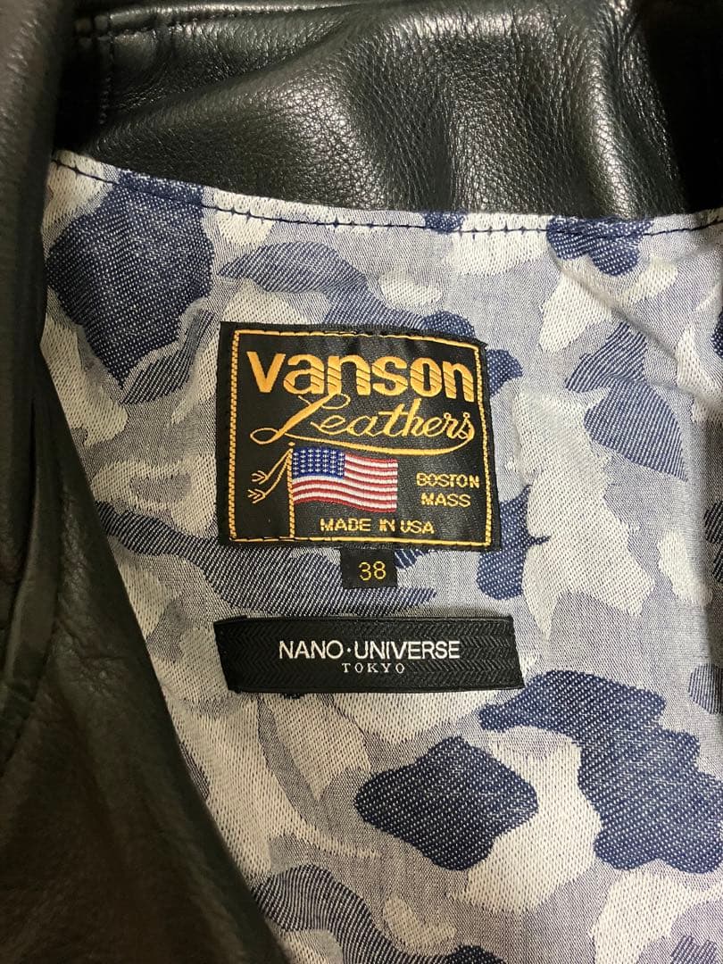 vanson レザー ダブルライダースジャケット 38(ナノユニバース別注