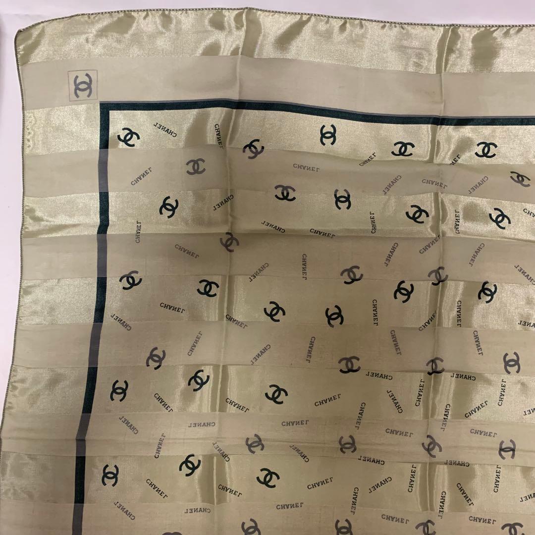 CHANEL シャネル スカーフ ココマーク 大判スカーフ ストライプ シルク