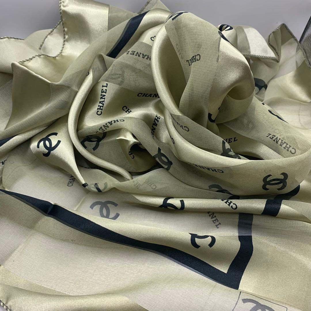 CHANEL シャネル スカーフ ココマーク 大判スカーフ ストライプ シルク