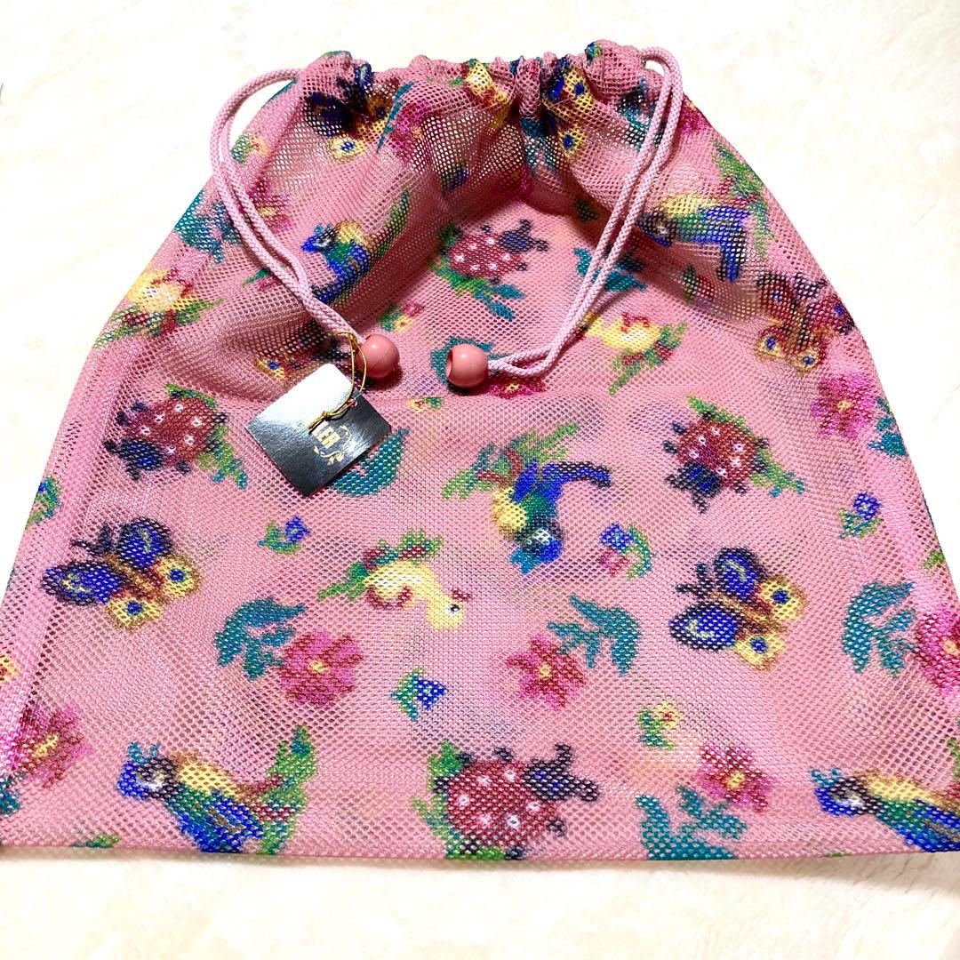 未使用品】FEILER フェイラー ハイジ 大きめメッシュ巾着 ピンク