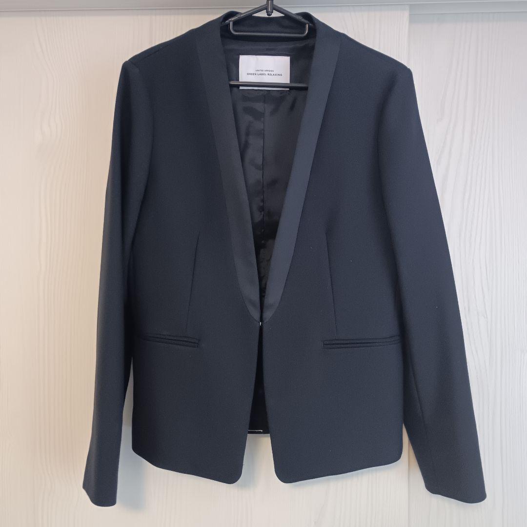 グリーンラベルリラクシング パンツスーツ ネイビー 38 ノーカラー