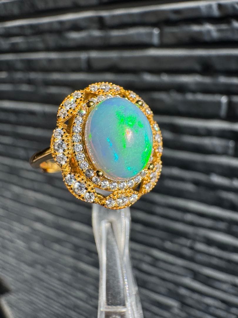 新作 天然石水オパール遊色綺麗極彩ルース1.810ct S925 18KGP - メルカリ