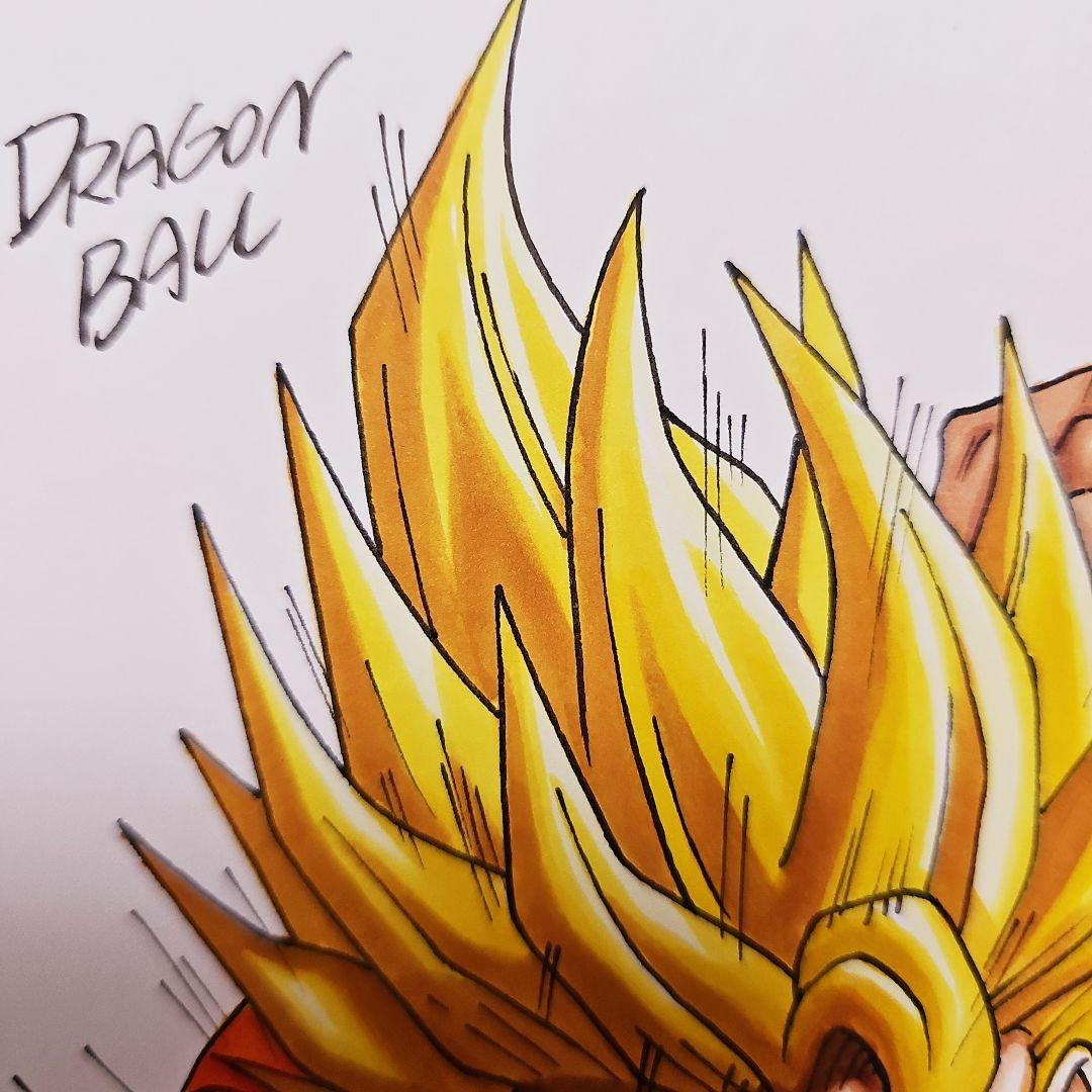 ドラゴンボール スーパーサイヤ人 孫悟空 カラーイラストサイン色紙