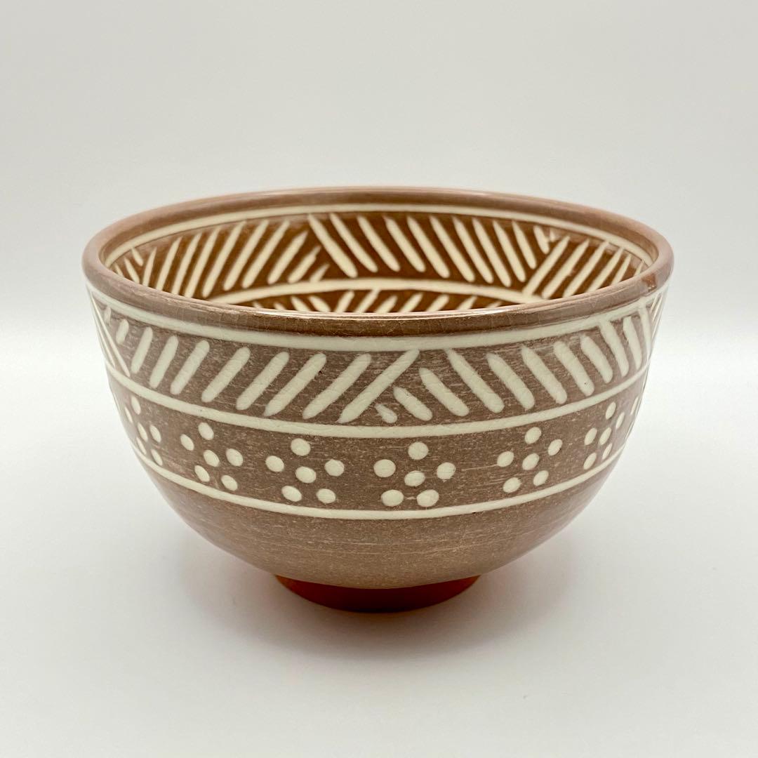 抹茶茶碗 彫三島 井上春峰 共箱入 茶道具 茶盌 茶器 京焼 伝統工芸品